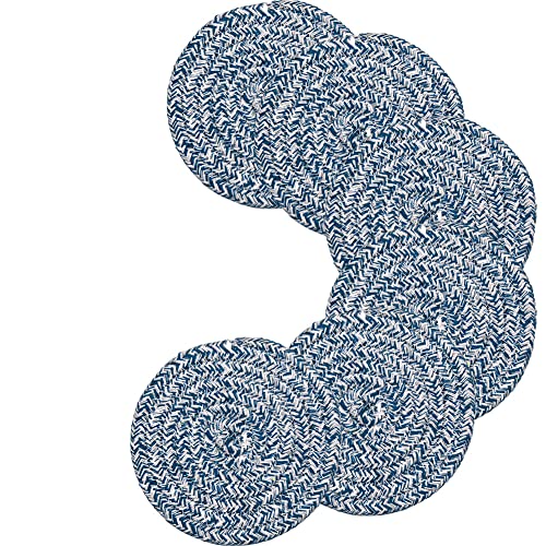 SCF2017 6 x runde Baumwollseil-Untersetzer für Getränkebecher, 12 cm, kleine niedliche Platzsets (blau und grau) von Unbekannt