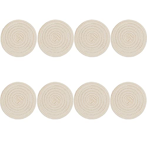 SCF2017 8 runde Untersetzer aus Baumwolle für Getränke-Tassen, 11 cm, kleine niedliche Tischsets (beige) von Unbekannt