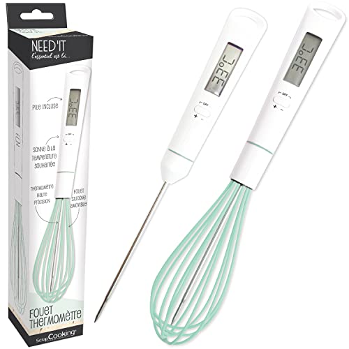 ScrapCooking - Need'it - Schneebesen Thermometer 2-in-1 - Küchenthermometer - Mit Abnehmbarer Temperatursonde - Ideal zum Backen von Schokolade, Karamell, Zucker - Induktionsgeeignet - 5167 von ScrapCooking