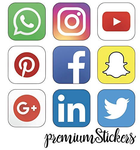 Satz von 9 individuell geschnittenen Social Media Icons Shop, Café, Bar, Restaurant Vinyl Aufkleber Aufkleber (groß - 20x16cm) von Unbekannt