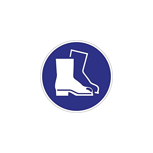 Schild Fußschutz benutzen D.200mm Kunststoff blau/ weiß ASR A1.3 DIN EN ISO 7010 von Quality