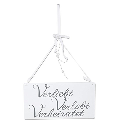 Schild "Verliebt Verlobt Verheiratet" 27x14cm, Holz, zum Hängen Dekoschild Dekorationsartikel Wandbild Hochzeitsgeschenk Hängeschild Geschenkidee Paargeschenk Wand Tür Hochzeitsgeschenk Wohnzimmer von Unbekannt