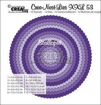 Schneideschablone Crea-nest-dies XXL no. 53,Stanzform mit rundgezackten Kreisen von Unbekannt