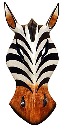 Schöne 20 cm Zebra Holz Maske Afrika Wandmaske Handarbeit Bali Maske73 von Wogeka