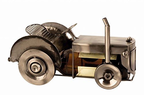 Mel-O-Design Schöner Bier Flaschenhalter Traktor aus Metall Höhe 15 cm Länge 26 cm von Mel-O-Design