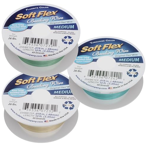 Serenity Trios Beading Wire 49-Strand .019" Diameter 10ft 3/Pkg TRIO19-SER von Soft Flex