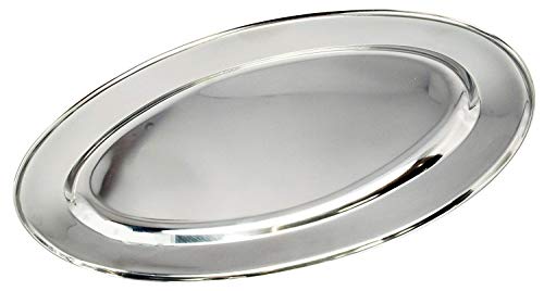 Servierplatte Edelstahl oval 40 cm von Unbekannt