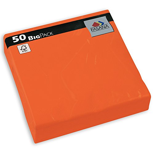 Servietten Fasana BigPack 50 Stück | 3-lagige Papierservietten in orange | Serviette 1/4-Falz Größe: 33x33 cm, Dekoserviette, Prägeservietten für Serviettenhalter & Spender von Unbekannt