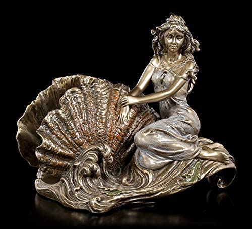 Serviettenhalter - Meerjungfrau Figur sitzt neben Muschel | Tisch-Deko, bronziert und coloriert, B 17 cm Serviettenhalter - Meerjungfrau Figur sitzt neben Muschel | Tisch-Deko, bronziert und coloriert, B 17 cm von Unbekannt