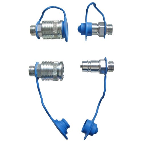 Set Hydraulik- Steckkupplungen 2x Muffe 2x Stecker 10L + 4x Staubschutz blau von Unbekannt