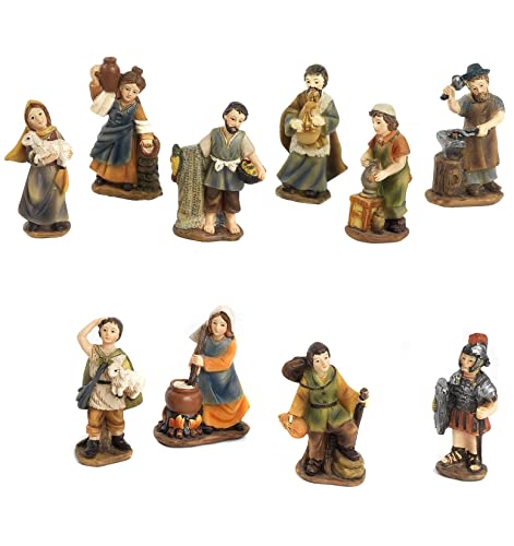 PABEN Set mit 10 Figuren für Krippenfiguren (Mestieranten, Soldat und Hirten), 5 cm, aus Harz von PABEN