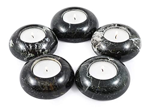 Set von 5 Schwarz Marmor Dome Teelicht Kerzenhalter - Teelichter enthalten. von Unbekannt