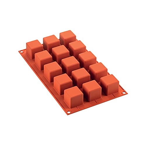 silikomart SF105 Backform Form-Cube Ziegelrot 33X35 H 35 MM, Silicone, Terracotta, 29.5 x 17.5 x 1.5 cm von silikomart