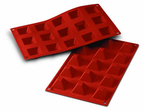 silikomart | SF008 Silikonform für PYRAMID Monoportionen, antihaftbeschichtet, 15 Hohlräume, 1er Pack Kuchenform, 36 x 36 h 22 mm, Made in Italy von silikomart