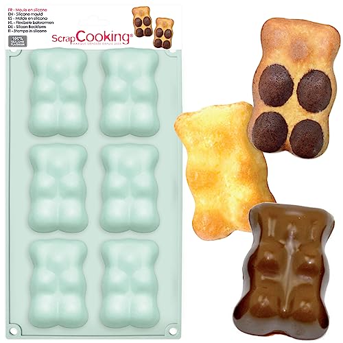 ScrapCooking - XL-Silikon-Bärenform - 6 Formen für Teddybär Kuchen - Weiches Backutensil - Backofen- & Gefrierschrankgeeignet - Wassergrün - 3000 von ScrapCooking