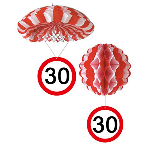 Sortiert 1 Deko Ballon oder 1 Deko Fallschirm mit Schild 30. Geburtstag von Unbekannt