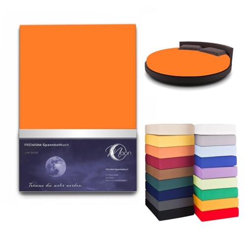 Moon Spannbettlaken RUND 245cm auch fürs Wasserbett 190g/m² Line Silver -orange von Moon