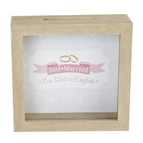 Spardose Holz Bilderrahmen 'Just married' braun von Michel Toys