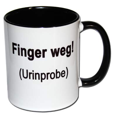 Spruchtasse Funtasse Tasse mit Aufdruck"Finger weg! (Urinprobe)" von Unbekannt