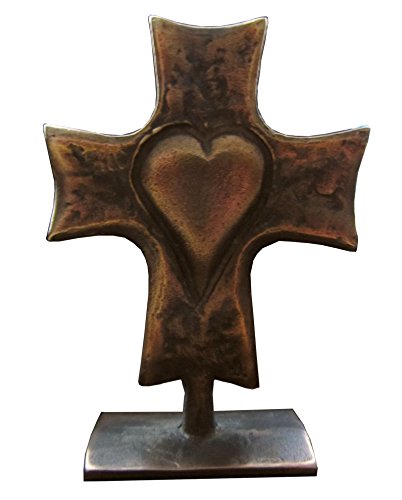 Wilde Stehkreuz Herz Bronze Kreuz 9,5 cm Kommunion von Wilde