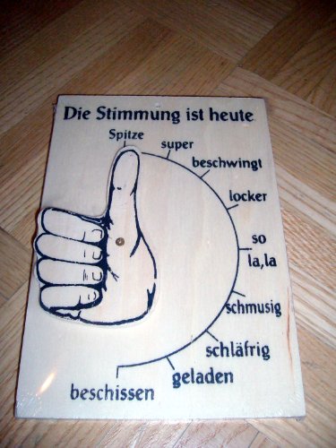 Stimmungsbarometer aus Holz, ca. 11 x 16 cm von Unbekannt