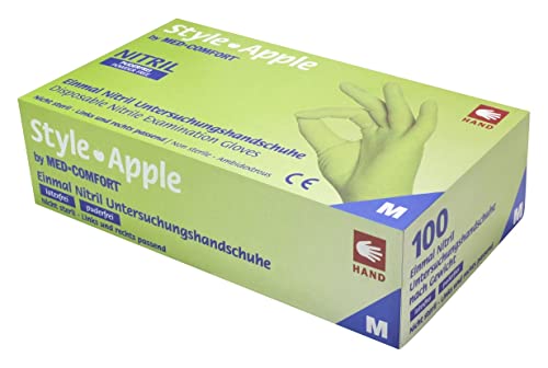 Style Apple by MED-COMFORT Apfelgrüne Nitrilhandschuhe puderfrei 100 Stück Größe Wählbar (M) von Unbekannt