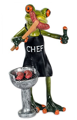 Süßer Frosch am Grill mit Bratwurst Deko Figur Dekoration Zierfigur Froschfigur von formano