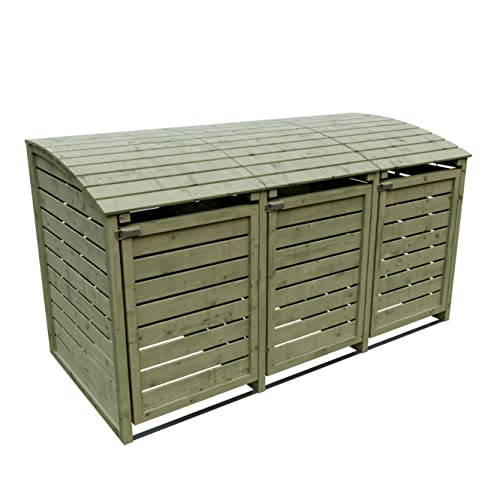 TETZNER & JENTZSCH HENRI-Mülltonnenbox 3er mit Rückwand & Klappdach I Mülltonnenverkleidung aus Kiefernholz für 3 Mülltonnen oder gelbe Säcke I Outdoor Mülltonnenbox aus Holz mit Montageanleitung von Unbekannt