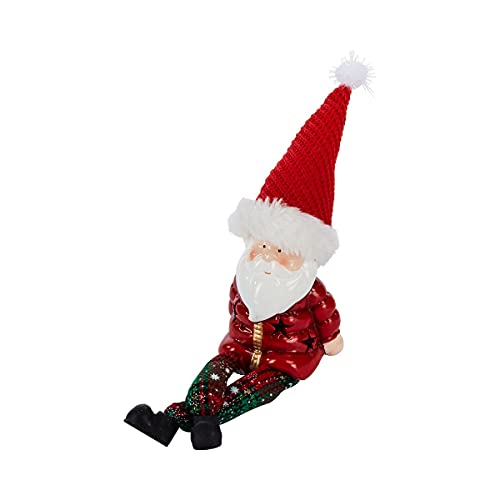 Hubert & Hermann LED Kantensitzer, Kantenhocker mit Schwingbeinen & LEDs, Weihnachtsmänner, Terrakotta, 7,5 x 6 x 24 cm, 6 Stück, Rot von Unbekannt