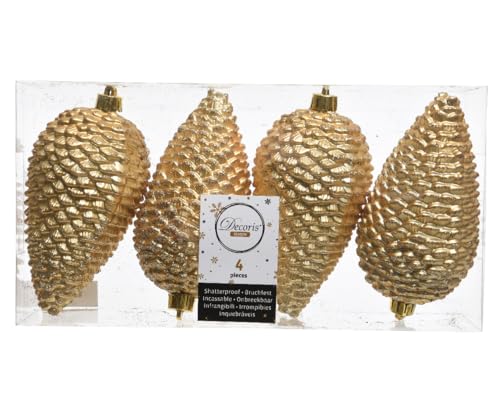 Unbekannt Tannenzapfen Zapfen Gold Baumschmuck Christbaumkugeln Weihnachtskugeln bruchfest 4 TLG von Kaemingk