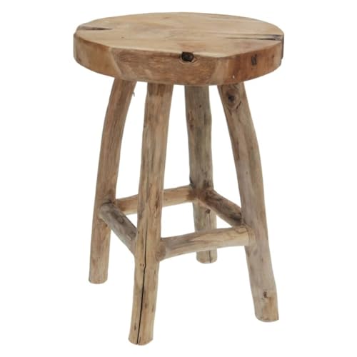 Teakholz Hocker J050 42cm Sitzhocker Beistelltisch Rund von Markenlos