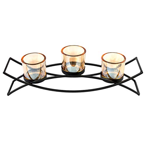 Teelichthalter 36x8,5xH12cm inkl. 3 Gläser Windlicht Kerzenhalter Kerzenständer von Unbekannt