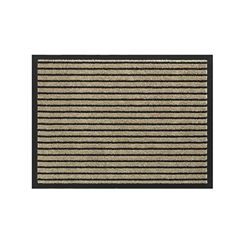 Teppich Timeless – Beige gestreift Schwarz – 40 x 60 cm – rutschfeste Unterseite aus Vinyl von Unbekannt