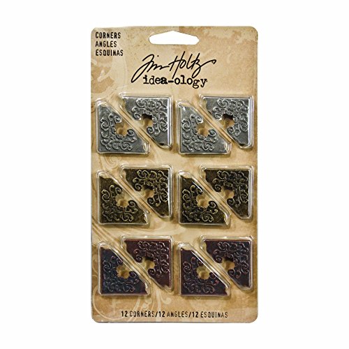 Tim Holtz Metallecken, 12 Stück pro Packung, 2,5 cm, Antik-Finish, TH92789 von Tim Holtz