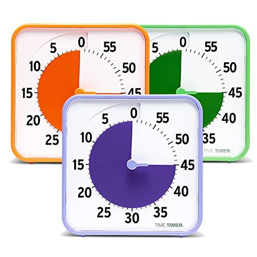 TIME TIMER Medium Klassenzimmer-Set – Visueller 60-Minuten-Timer für Kinder mit Trocken Abwischbaren Aktivitätskarten für Kinderklassenzimmer, Lernzentren und Lehrer-Tischuhr, Sekundär (3er-Pack) von TIME TIMER