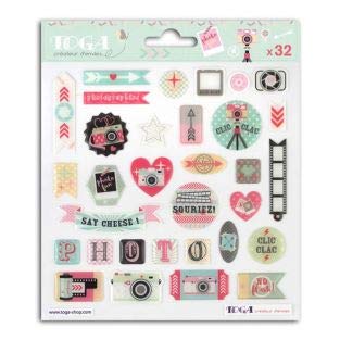 Toga Clic-Clac 32 Stück Sticker, Kunststoff, Mehrfarbig, 15,5 x 18 x 0,2 cm von Toga
