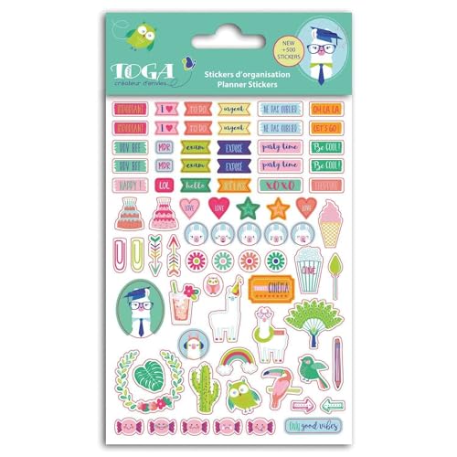 DRAEGER PARIS 1886 | 500 Mini Sticker Organisation Planer | Kollektion Oh Lama | Mehrfarbig Fuchsia Gelb Grün | Motive Reise Anden Lamas Kaktus | Bögen 10,5 x 15,5 cm | kompatibel SU119 von DRAEGER