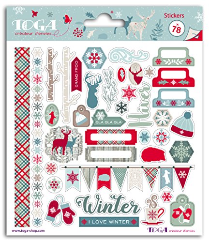 Toga stf91 Solstice D Winter Set 78 Aufkleber Papier blau grau/rot 15 x 17,5 x 0,2 cm von Toga