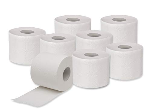 Toilettenpapier 2-lagig 250 Blatt naturweiß/grau - 64 Rollen / 8 Packungen von Toilettenpapier
