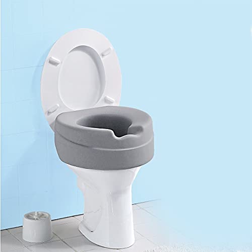 Unbekannt Toilettensitz-Erhöhung Soft, Toilettenaufsatz Sitzerhöhung Toilettensitz WC, 10 cm Erhöhung, & Hygienemulde, max. 185 kg, grau von Unbekannt