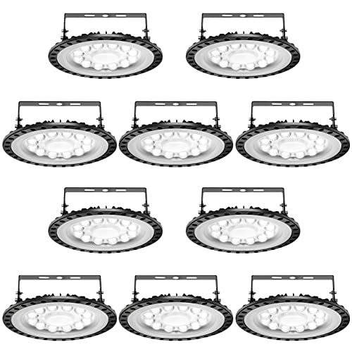 10 Pack UFO LED Industrielampe, Papasbox 50W LED Hallenleuchte Industrial Kronleuchter Hallenstrahler Hallenbeleuchtung Werkstattbeleuchtung Werkstattlampe, Kaltweiß 6000-6500K, Abstrahlwinkel 120° von papasbox