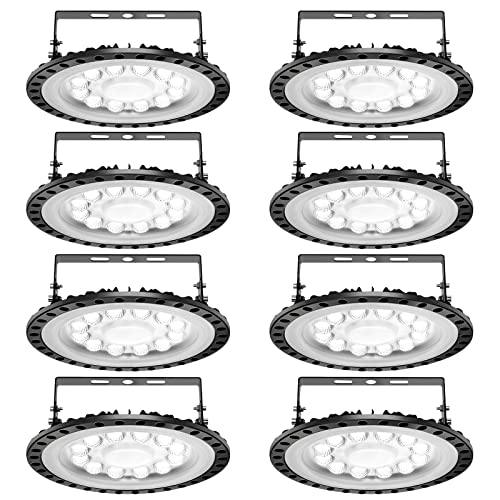 papasbox 8 Pack UFO LED Industrielampe, 50W LED Hallenleuchte Industrial Kronleuchter Hallenstrahler Hallenbeleuchtung Werkstattbeleuchtung Werkstattlampe, Kaltweiß 6000-6500K, Abstrahlwinkel 120° von papasbox