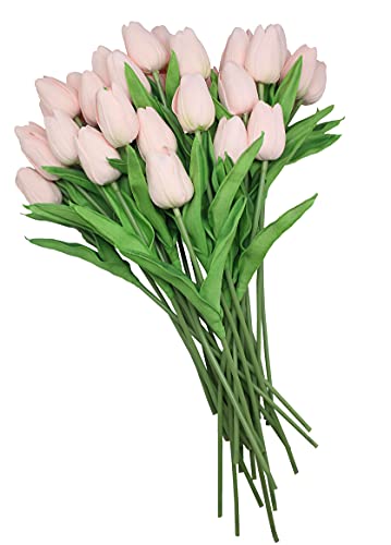 Unbekannt 10-Heads Metall Home Mini Tulip Real Touch Tulip Künstliche Blumen Sträuße Hellrosa von Unbekannt