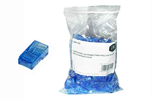 LINK Packung mit 100 Steckern 8-polig CAT 5E UTP nicht geschirmt RJ45 blau von LINK