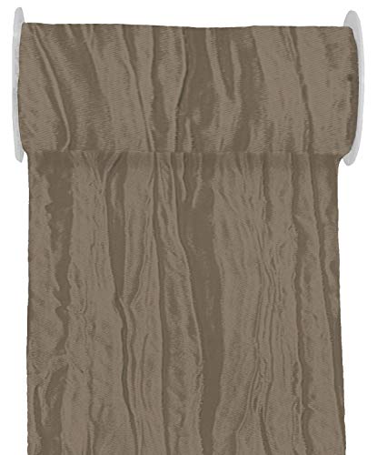 Unbekannt 10m Fripe TAFT 200mm Tischläufer Creme Grau Taupe Beige Tischdeko Hochzeit Kommunion Konfirmation, Farbe:Taupe von Unbekannt
