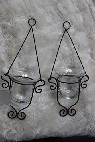 Unbekannt 2 Stück kleineHängewindlichter Bambalu, Glas/Metall, Teelichthalter, Gesamthöhe 26 cm von Unbekannt