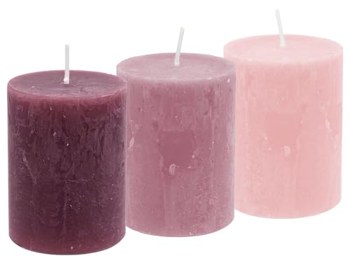 Unbekannt 3 Rustic Stumpenkerzen Kerzen Beere Mauve Rosa Mix Tischdeko Party Deko von Unbekannt