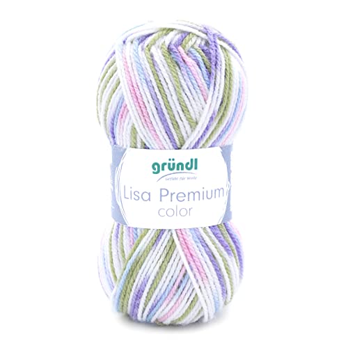 Gründl Lisa Premium color (Strick- & Häkelgarn aus 100 % Polyacryl, 50 g / 133 m, Nadelstärke: 3,5 - 4,5, 1 x 50 g),Lindgrün-Flieder-Rose von Gründl