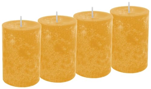 Unbekannt 4 Kerzen Stumpenkerzen Tischdeko Kerzendeko Herbst Deko Adventskerzen Gelb Senf von Unbekannt