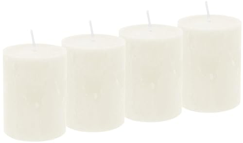 Unbekannt 4 Rustic Stumpenkerzen Kerzen Creme Tischdeko Party Deko Adventskerzen von Unbekannt